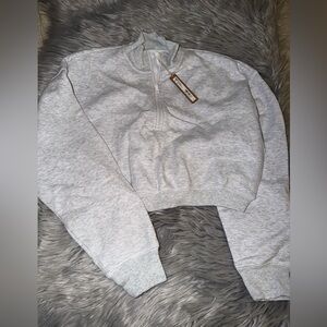Skims cotton fleece cropped zip